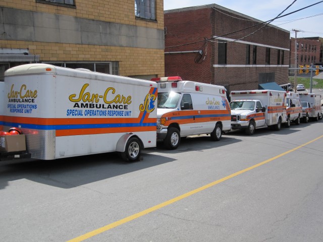 Jan-Care personnel and emergency vehicles supporting the Upper Big Branch response